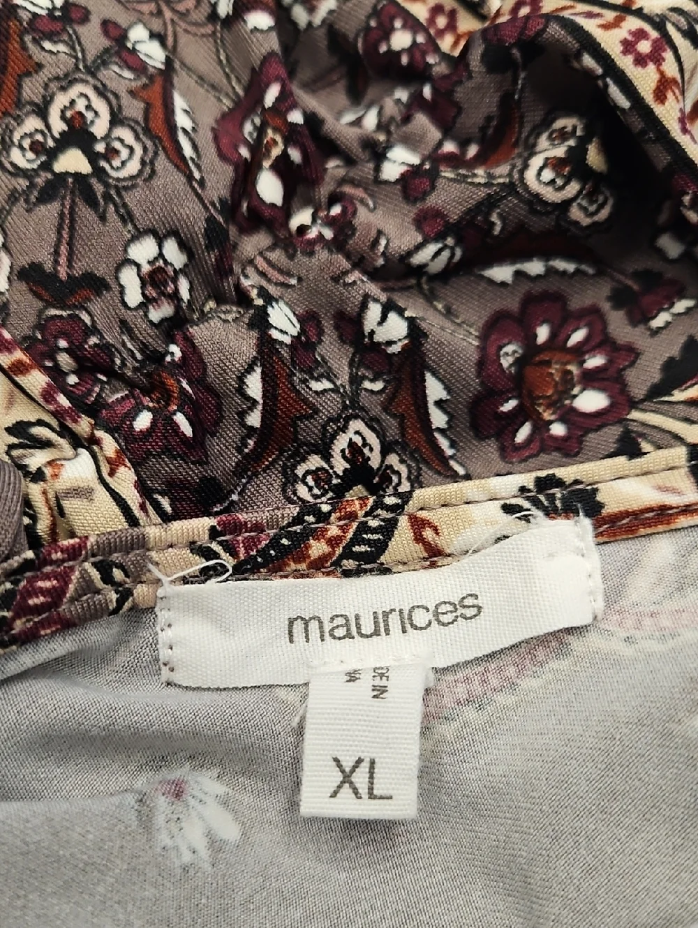 Maurices Brown Floral Border Print Mini Dress with Crisscross‎ Back Size XL